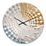 Gold and Blue Vibrant Spirals II - Abstract Metal Wall Clock