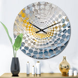 Gold and Blue Vibrant Spirals III - Abstract Metal Wall Clock