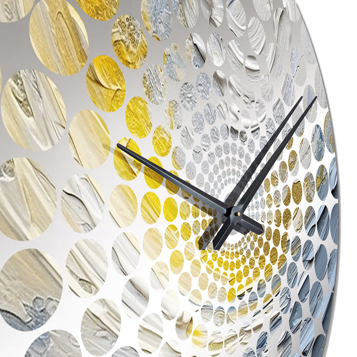 Gold and Blue Vibrant Spirals III - Abstract Metal Wall Clock