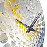 Gold and Blue Vibrant Spirals III - Abstract Metal Wall Clock