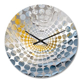 Gold and Blue Vibrant Spirals III - Abstract Metal Wall Clock