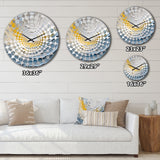 Gold and Blue Vibrant Spirals III - Abstract Metal Wall Clock