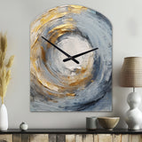 Gold and Blue Vibrant Spirals IV - Asymmetric Metal Wall Clock