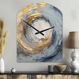 Gold and Blue Vibrant Spirals IV - Asymmetric Metal Wall Clock