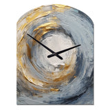 Gold and Blue Vibrant Spirals IV - Asymmetric Metal Wall Clock