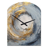Gold and Blue Vibrant Spirals IV - Asymmetric Metal Wall Clock