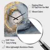 Gold and Blue Vibrant Spirals IV - Asymmetric Metal Wall Clock