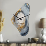 Gold and Blue Vibrant Spirals IV - Asymmetric Metal Wall Clock