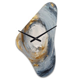 Gold and Blue Vibrant Spirals IV - Asymmetric Metal Wall Clock