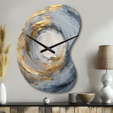 Gold and Blue Vibrant Spirals IV - Asymmetric Metal Wall Clock