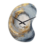 Gold and Blue Vibrant Spirals IV - Asymmetric Metal Wall Clock