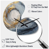 Gold and Blue Vibrant Spirals IV - Asymmetric Metal Wall Clock