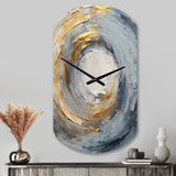 Gold and Blue Vibrant Spirals IV - Asymmetric Metal Wall Clock