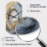 Gold and Blue Vibrant Spirals IV - Asymmetric Metal Wall Clock