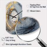 Gold and Blue Vibrant Spirals IV - Asymmetric Metal Wall Clock