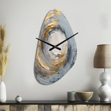 Gold and Blue Vibrant Spirals IV - Asymmetric Metal Wall Clock
