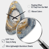 Gold and Blue Vibrant Spirals IV - Asymmetric Metal Wall Clock