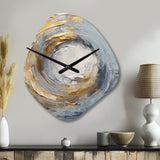Gold and Blue Vibrant Spirals IV - Asymmetric Metal Wall Clock