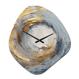 Gold and Blue Vibrant Spirals IV - Asymmetric Metal Wall Clock