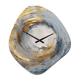 Gold and Blue Vibrant Spirals IV - Asymmetric Metal Wall Clock