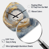 Gold and Blue Vibrant Spirals IV - Asymmetric Metal Wall Clock