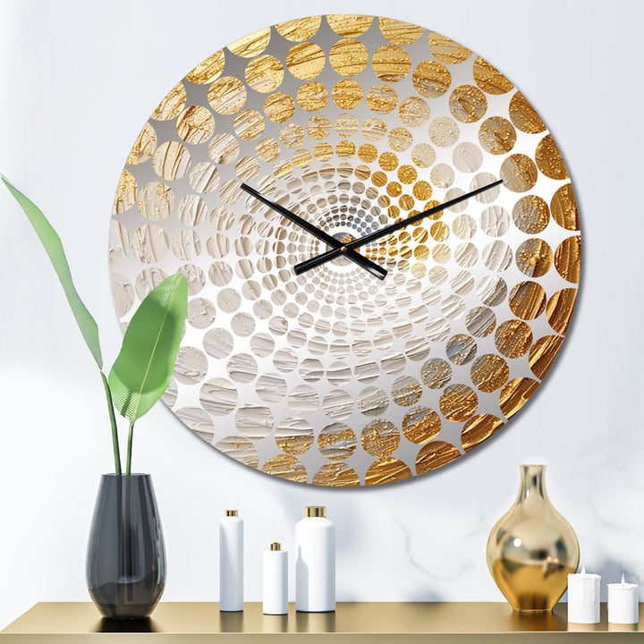 Gold Cream Infinite Swirls IV - Abstract Metal Wall Clock