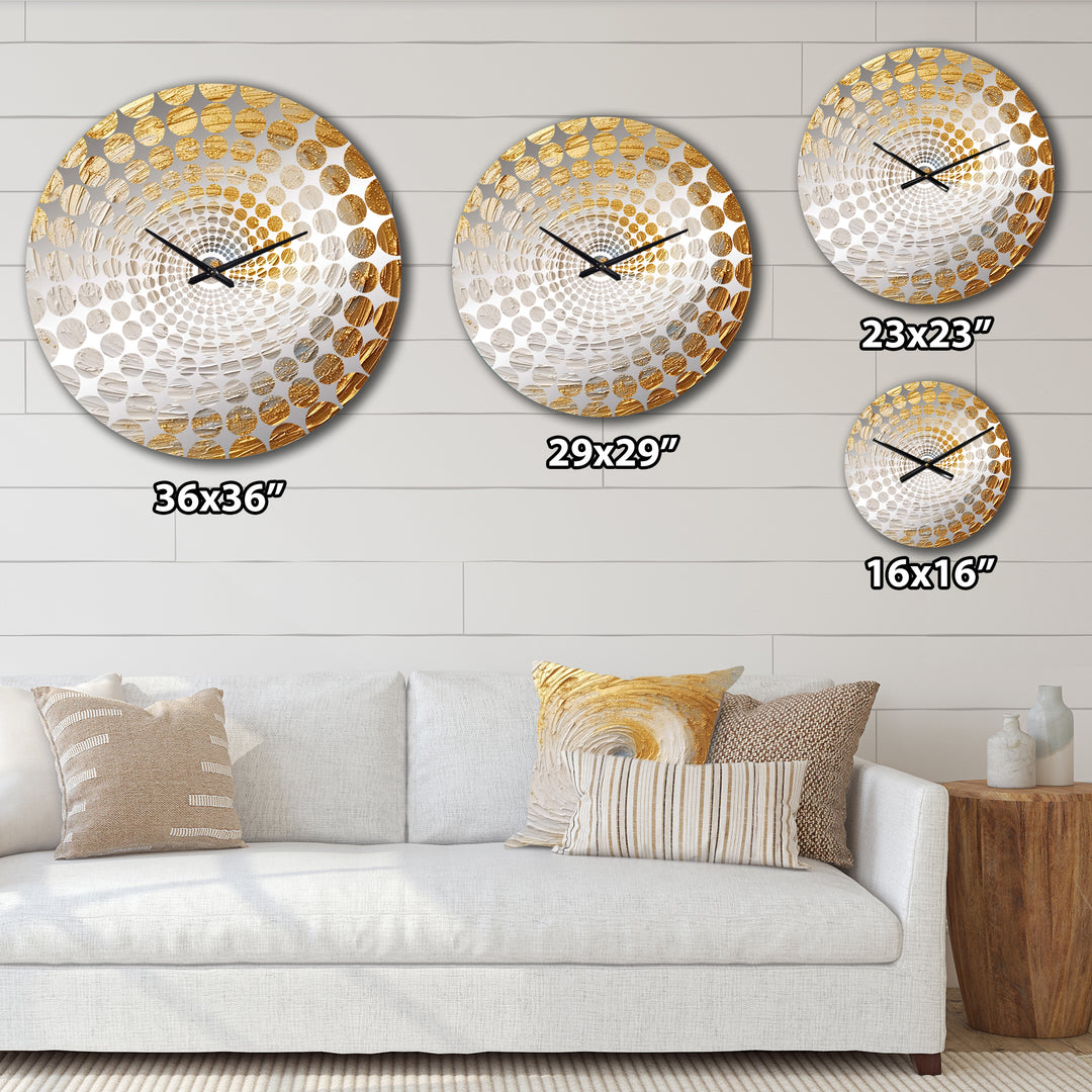 Gold Cream Infinite Swirls IV - Abstract Metal Wall Clock