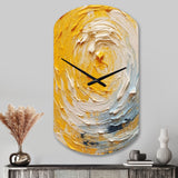 Yellow Cream Spiral Harmony - Asymmetric Metal Wall Clock