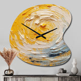Yellow Cream Spiral Harmony - Asymmetric Metal Wall Clock