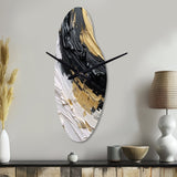 Gold Black Spiral Illusions II - Asymmetric Metal Wall Clock