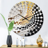 Gold Black Spiral Illusions III - Abstract Metal Wall Clock