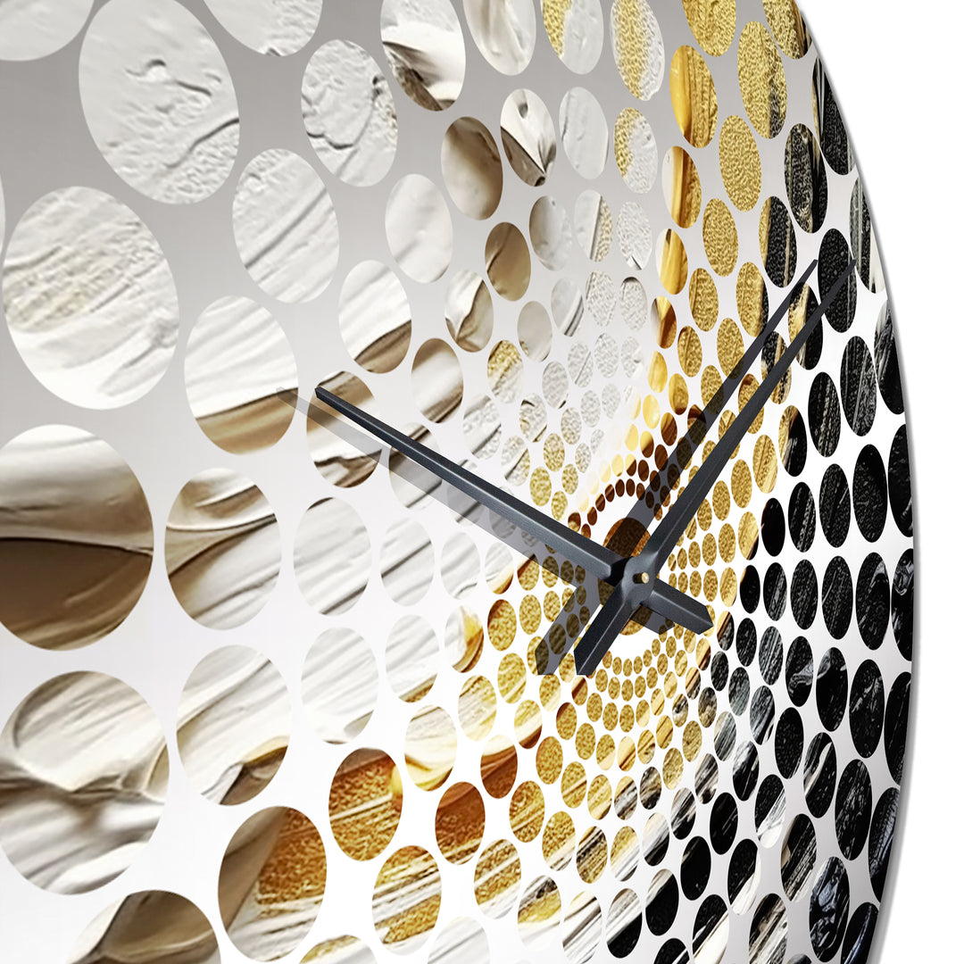Gold Black Spiral Illusions III - Abstract Metal Wall Clock
