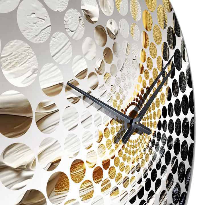 Gold Black Spiral Illusions III - Abstract Metal Wall Clock