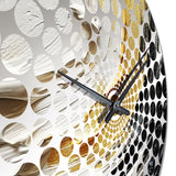 Gold Black Spiral Illusions III - Abstract Metal Wall Clock