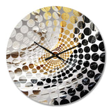 Gold Black Spiral Illusions III - Abstract Metal Wall Clock