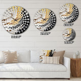 Gold Black Spiral Illusions III - Abstract Metal Wall Clock