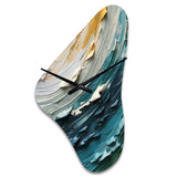 Teal Cream Surreal Spirals II - Asymmetric Metal Wall Clock
