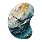 Teal Cream Surreal Spirals II - Asymmetric Metal Wall Clock