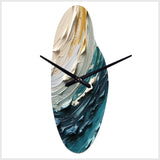 Teal Cream Surreal Spirals II - Asymmetric Metal Wall Clock