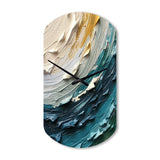 Teal Cream Surreal Spirals II - Asymmetric Metal Wall Clock