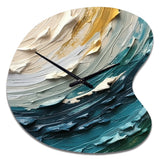 Teal Cream Surreal Spirals II - Asymmetric Metal Wall Clock