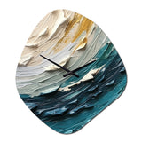 Teal Cream Surreal Spirals II - Asymmetric Metal Wall Clock