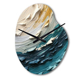 Teal Cream Surreal Spirals II - Asymmetric Metal Wall Clock