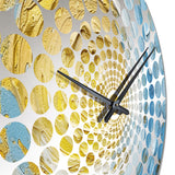 Baby Blue and Gold Enchanted Whirls I - Abstract Metal Wall Clock
