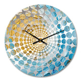 Baby Blue and Gold Enchanted Whirls I - Abstract Metal Wall Clock