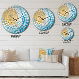 Baby Blue and Gold Enchanted Whirls I - Abstract Metal Wall Clock
