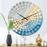 Baby Blue and Gold Enchanted Whirls II - Abstract Metal Wall Clock
