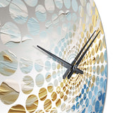 Baby Blue and Gold Enchanted Whirls II - Abstract Metal Wall Clock