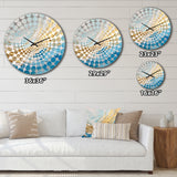 Baby Blue and Gold Enchanted Whirls II - Abstract Metal Wall Clock