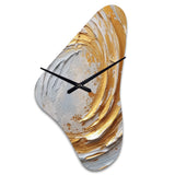 Gold and Cream Enchanted Whirls II - Asymmetric Metal Wall Clock